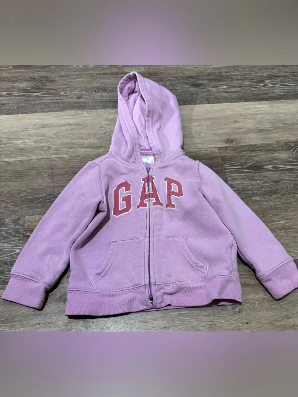 GAP Lavender Zip-Up Hoodie with Pink Logo